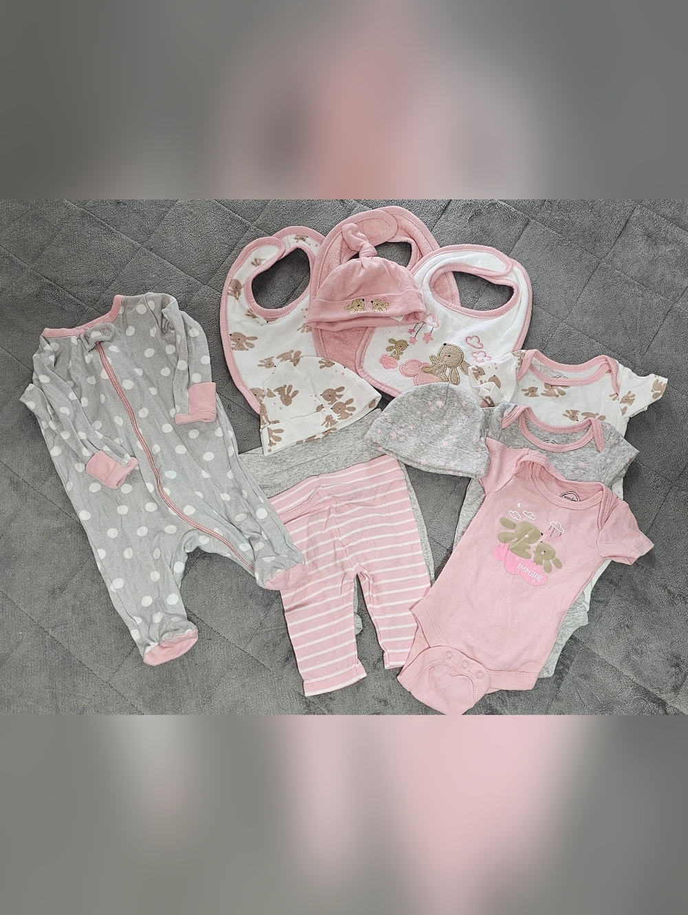 🌸🐇 Newborn Baby Girl Clothing Bundle – 12 Pieces (Wonder Nation) 🌸